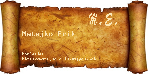 Matejko Erik névjegykártya